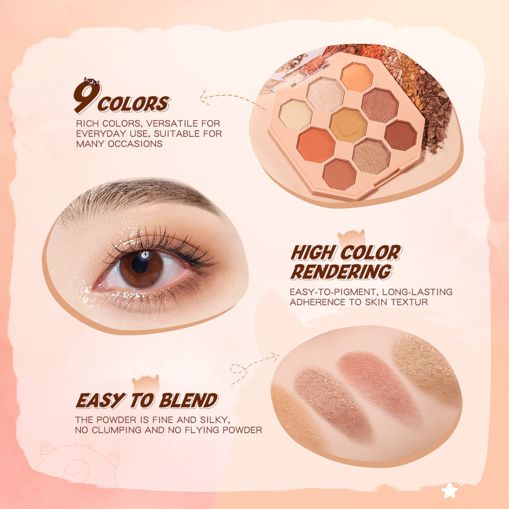 BANXEER Colored Star Shining Beast Nine Color Eye Shadow Disk Lasting Shining Clear Fine Non Flying Powder BM10 - V.I.P Digital Presence