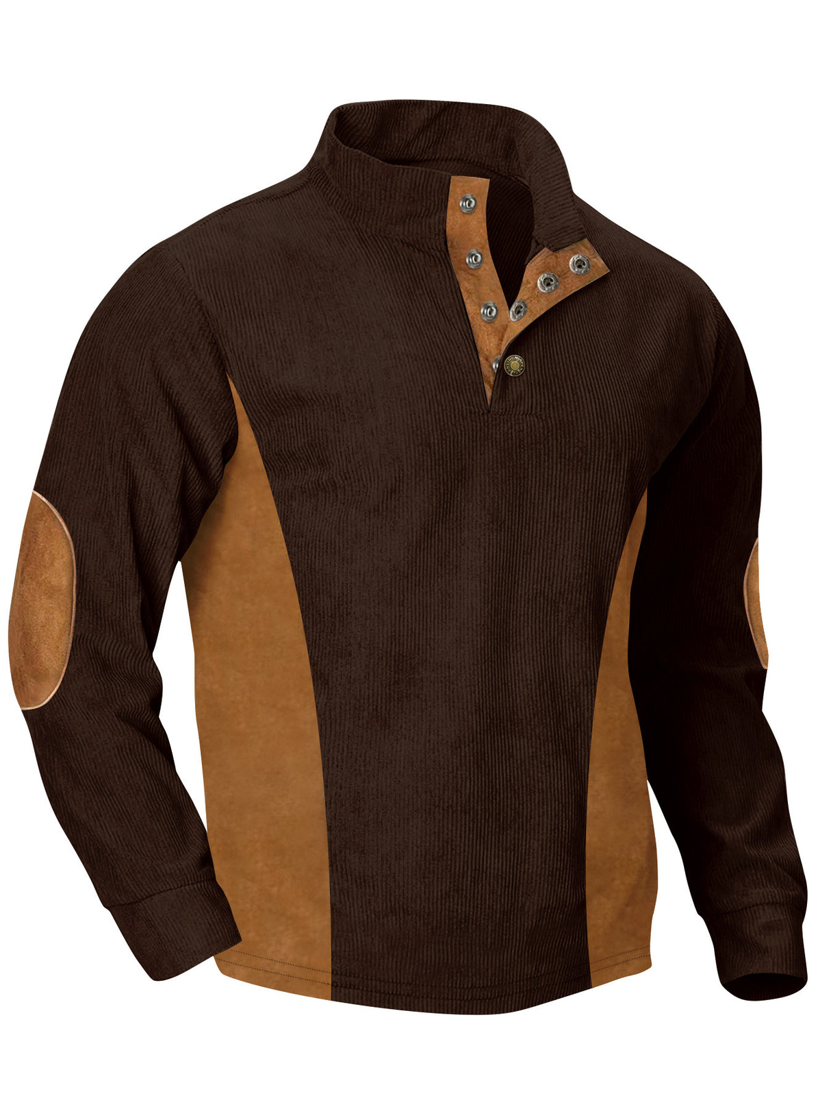 European men's casual stand up collar long sleeved corduroy sweatshirt with pit stripe - V.I.P Digital Presence