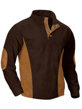 European men's casual stand up collar long sleeved corduroy sweatshirt with pit stripe - V.I.P Digital Presence