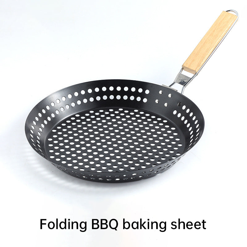 Camping Vegetables Pancake Folding BBQ Barbecue Plate Circular Non stick BBQ Barbecue Basket - V.I.P Digital Presence