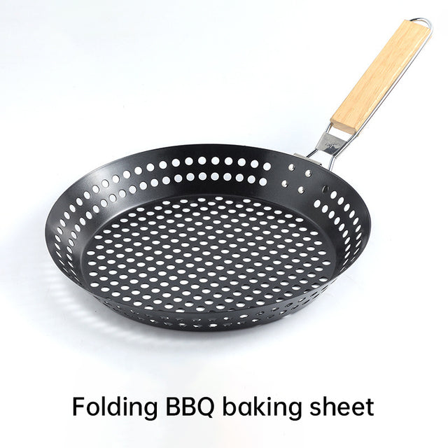 Camping Vegetables Pancake Folding BBQ Barbecue Plate Circular Non stick BBQ Barbecue Basket - V.I.P Digital Presence