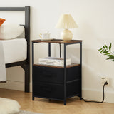 Tea table with charging station, bedside table with USB port, socket and cloth bag, 2 drawers - V.I.P Digital Presence