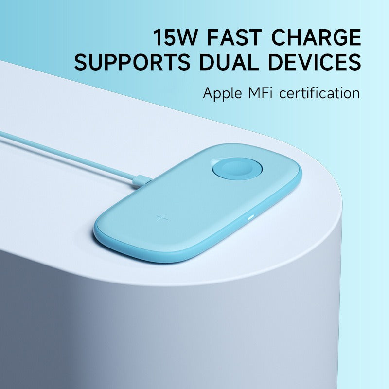 2-in-1 wireless charger suitable for Apple Watch, mobile phone multifunctional wireless charging, desktop ultra-thin - V.I.P Digital Presence