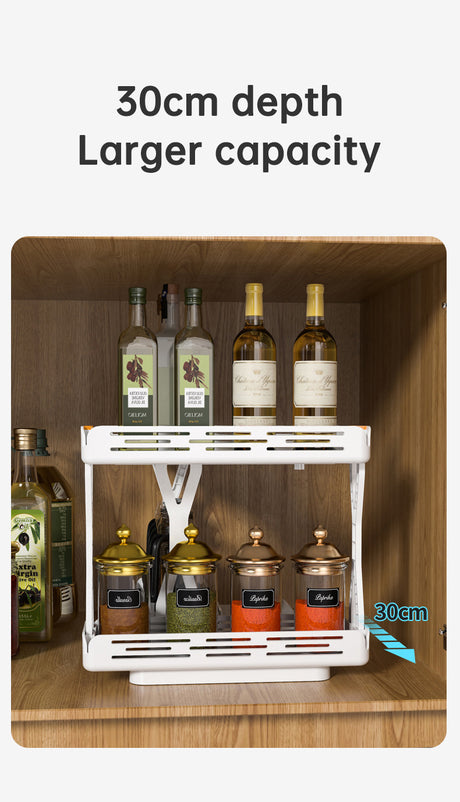 Pull out Rotating Spice Rack Organizer for Cabinet Rotate Makeup Organizer Slide Bottle Box Holder Plastic Seasoning Spice Rack - V.I.P Digital Presence