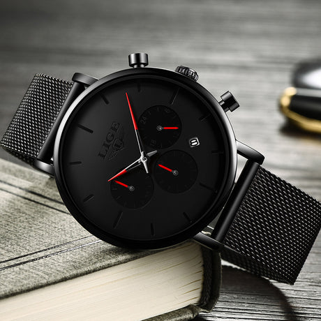LIGE Men's Mesh Belt Personality Ultra Thin Fashion Multi-Functional Waterproof Quartz Watch Watch - V.I.P Digital Presence