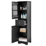 Tall Bathroom Cabinet, Freestanding Storage Cabinet with Drawer and Doors, MDF Board, Acrylic Door, Adjustable Shelf, Black - V.I.P Digital Presence