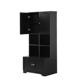 Bathroom storage cabinet, 4-door independent cabinet, adjustable shelf, open multi-layer shelf, black - V.I.P Digital Presence