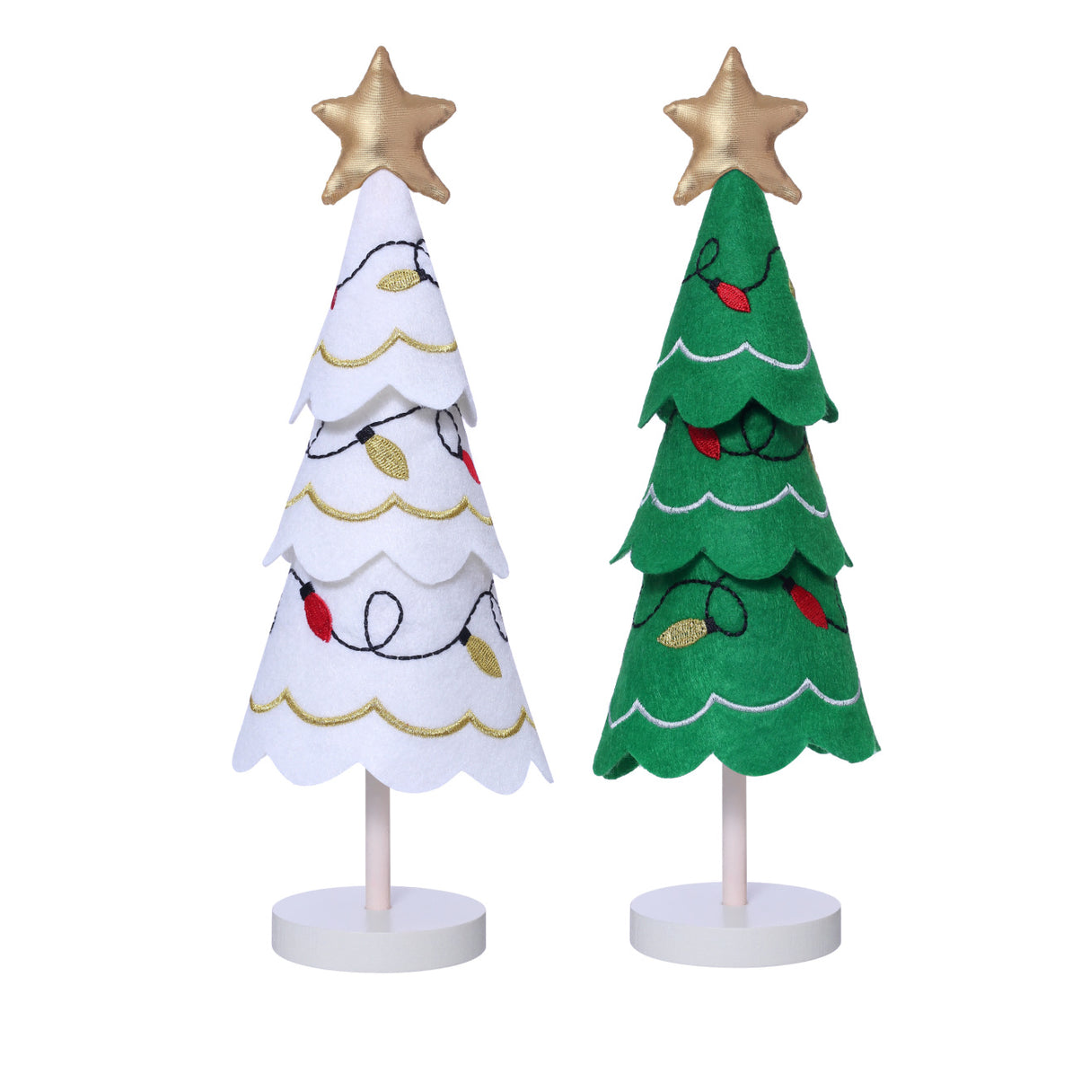 Cute Christmas Tree Fabric Wooden Display Window Desktop Christmas Embroidery Snowflake Decoration - V.I.P Digital Presence