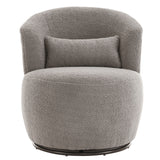 Grey Plush Swivel Accent Chair - Contemporary Round Armchair with 360° Rotation and Metal Base for Living Room Elegance - V.I.P Digital Presence