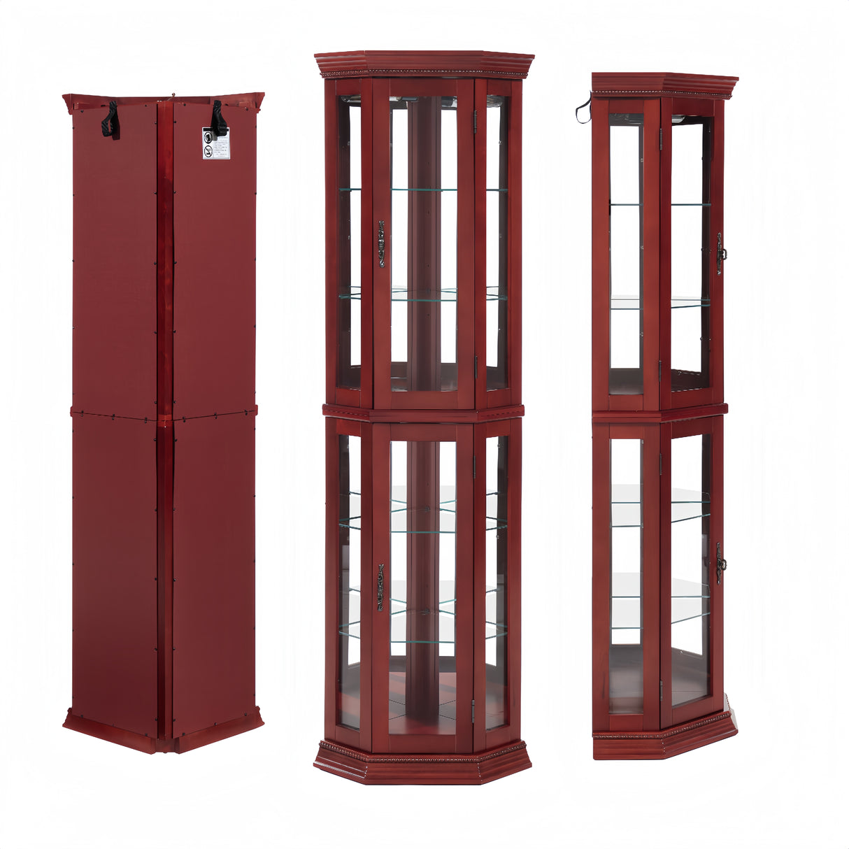Corner Curio cabinet with illuminated glass display stand and tempered glass door, with adjustable bracket and light bulb - V.I.P Digital Presence