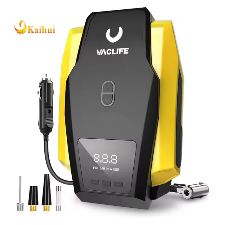 Tire Inflator Portable Air Compressor Pump for Car Tires (up to 50 PSI) 12V DC Tire Pump for Bikes (up to 150 PSI)  LED Light - V.I.P Digital Presence