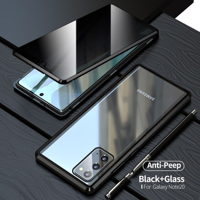 Funda de vidrio templado antiespía para Samsung Note20U, protección para teléfono S21, ultra magnética, cubierta metálica S21