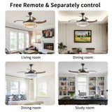 Modern LED retractable ceiling fan with lighting and remote control, silent reversible motor, 4-blade modern ceiling fan - V.I.P Digital Presence