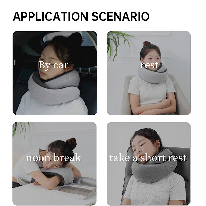 Travel Neck Pillow Memory Foam U-shaped Pillow Snail Style Travel Neck Support Portable Adjustable Soft Noon Break Sleep Pillows - V.I.P Digital Presence
