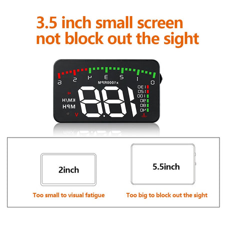 3.5 A900 HUD Head-Up Display Car-styling Hud Display Overspeed Warning Windshield Projector Alarm System Universal Auto - V.I.P Digital Presence