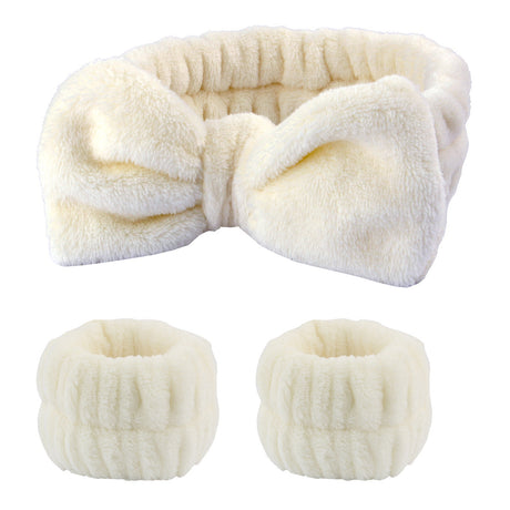 Wash face headband waterproof wrist strap set butterfly bow simple headband wrist 3-piece set - V.I.P Digital Presence
