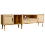 Vine TV stand with 2 cabinets and 2 open shelves, suitable for TVs under 80 inches, with solid wood legs for TV cabinets - V.I.P Digital Presence
