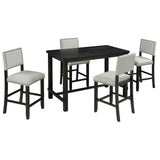 TREXM 5-Piece Counter Height Dining Set, Classic Elegant Table and 4 Chairs in Espresso and Beige - V.I.P Digital Presence