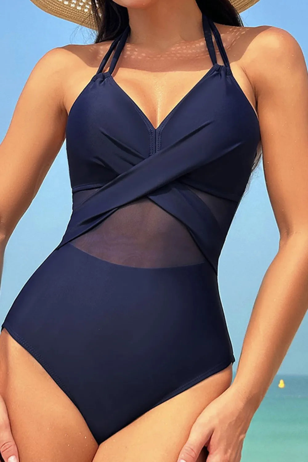 Crisscross Halter Neck One-Piece Swimwear - V.I.P Digital Presence