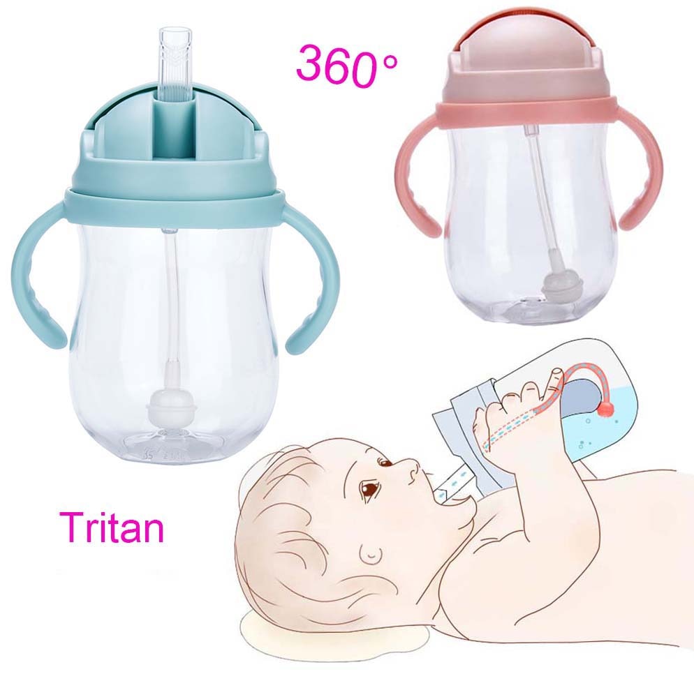Botellas de agua con forma de gel de sílice para bebés, recién nacidos, bebés y niños pequeños, con pajita