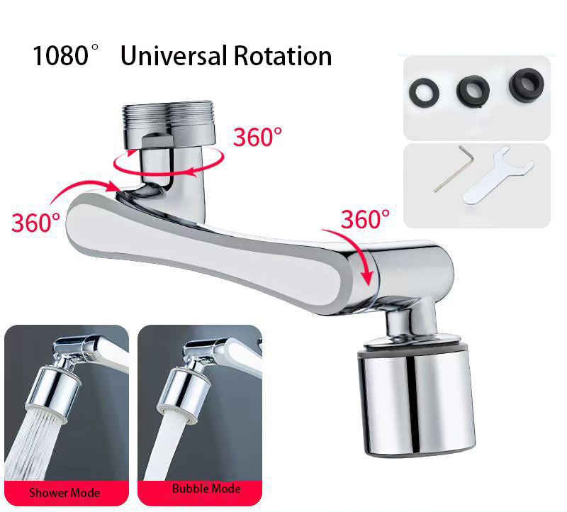 1080 °/1440 ° New Mechanical Arm Double Outlet Bubbler Universal Extension Faucet Splash Proof Washing Faucet Extender - V.I.P Digital Presence