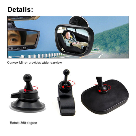 2 in 1 Mini Safety Car Back Seat Baby View Mirror Adjustable Baby Rear Convex Mirror Car Baby Kids Monitor - V.I.P Digital Presence