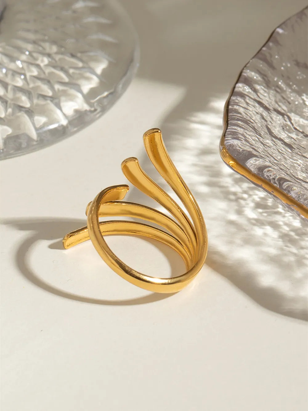 18K Gold-Plated Stainless Steel Irregular Open Ring - V.I.P Digital Presence