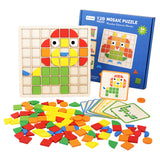 Wooden children's mosaic 3D building blocks, three-dimensional puzzle, children's color cognition, early education and puzzle game