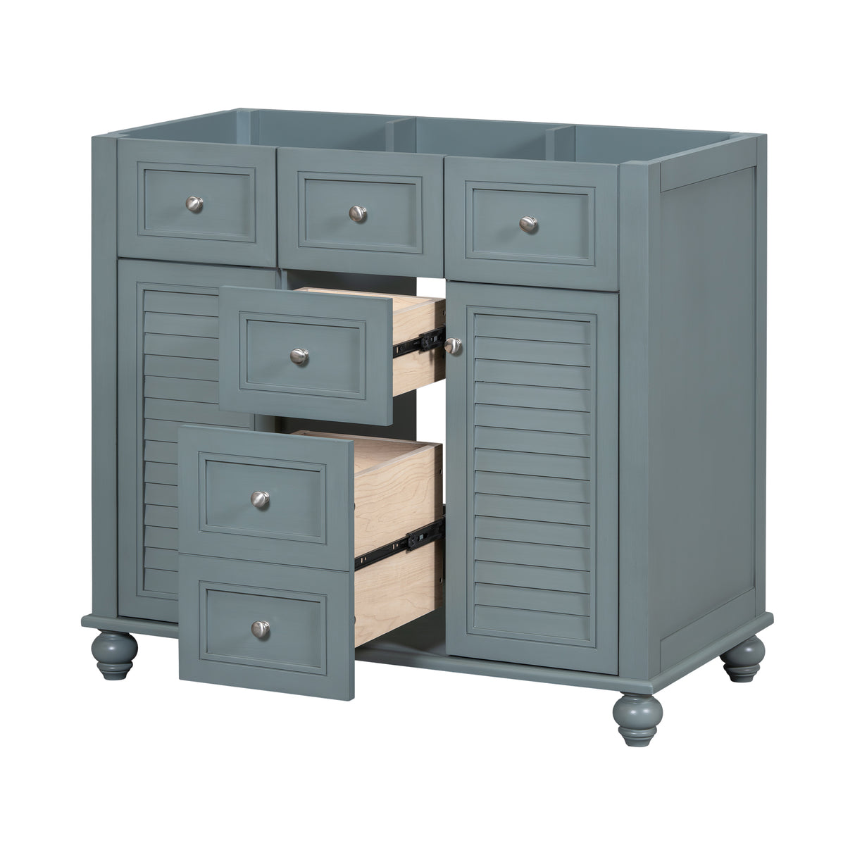 36 "No sink, with 2 drawers and soft closing door, independent makeup rack, bathroom cabinet, blue (excluding sink) - V.I.P Digital Presence