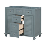 36 "No sink, with 2 drawers and soft closing door, independent makeup rack, bathroom cabinet, blue (excluding sink) - V.I.P Digital Presence