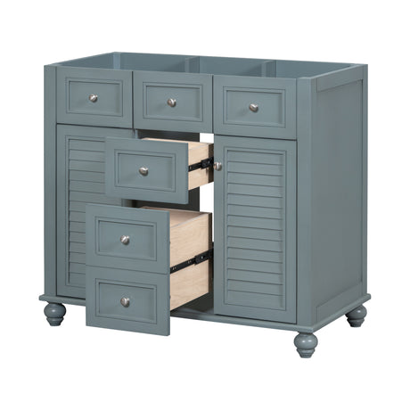 36 "No sink, with 2 drawers and soft closing door, independent makeup rack, bathroom cabinet, blue (excluding sink) - V.I.P Digital Presence