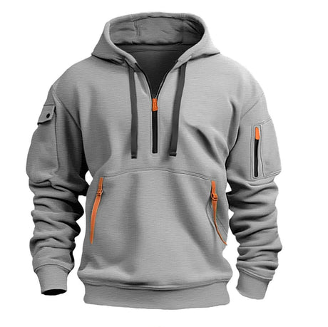 Half zip hoodie hooded sweatshirt with multiple pockets zipper pullover for men's sports and casual sweatshirt for men - V.I.P Digital Presence