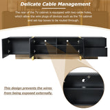 Luxury Fluted TV Stand for TVs Up to 80'', Modern Entertainment Center with Storage Cabinets & Drawers Black - V.I.P Digital Presence