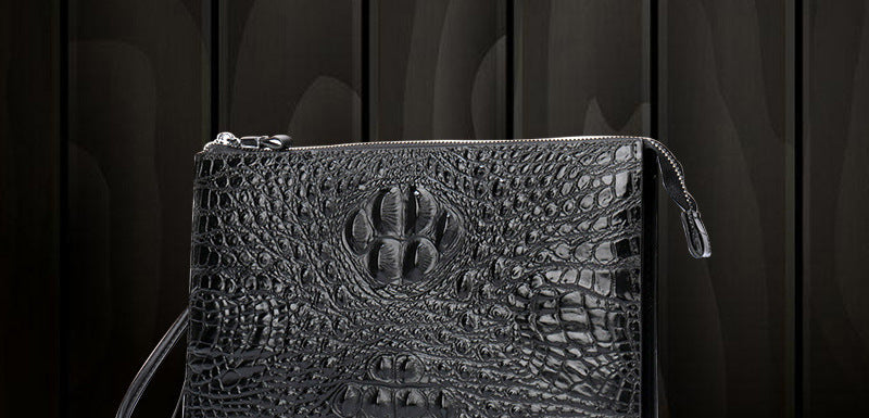 A4 Men's Genuine Leather Underarm Bag Zipper Cowhide Crocodile Pattern Men's Mobile Phone Bag - V.I.P Digital Presence