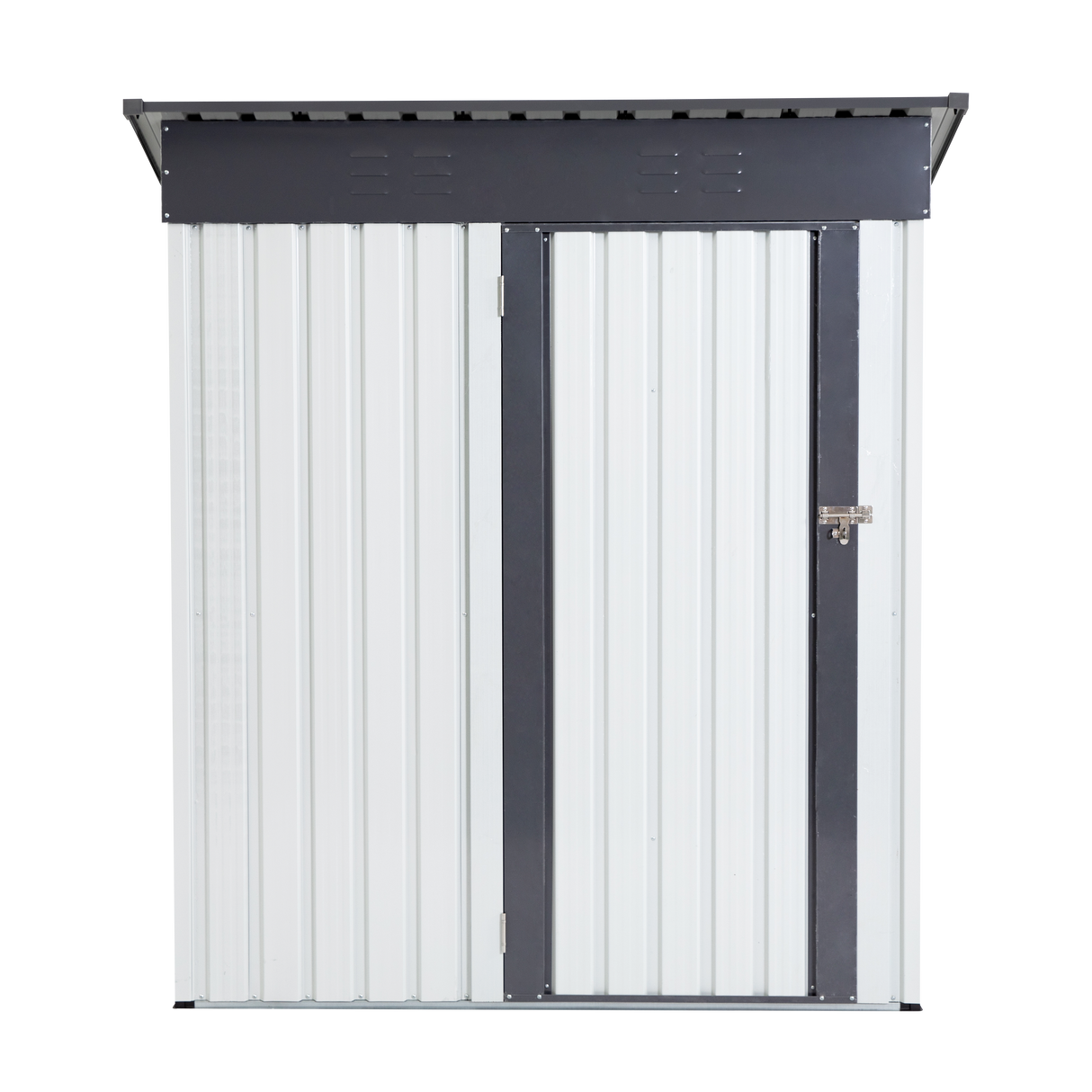 XWT016 Garden Metal Storage Lifter Shed Gray White 5x3x6ft outdoor storing tools Rainproof Hinge door version - V.I.P Digital Presence