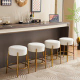 24 inch high circular bar stool, set of two - modern cushioned dining stool - including sturdy hardware support legs - V.I.P Digital Presence