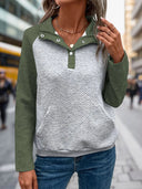 Contrast Textured Long Sleeve Sweatshirt - V.I.P Digital Presence