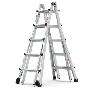 Aluminum Multi-Position Ladder with Wheels, 300 lbs Weight Rating, 22 FT - V.I.P Digital Presence