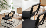 Dining Chairs Set of 2 velvet wicker side decorative chairs, black painted legs, modern medieval Bruell designed chairs, - V.I.P Digital Presence