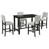 TREXM 5-Piece Counter Height Dining Set, Classic Elegant Table and 4 Chairs in Espresso and Beige - V.I.P Digital Presence