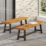 Outdoor Carlisle Benches, Sandblasted Brown + Rustic Metal (Set of 2) - V.I.P Digital Presence