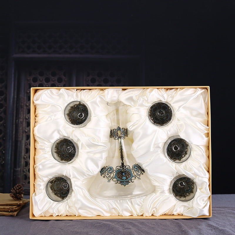 Enamel lead-free red wine cup crystal glass high footed cup decanter set - V.I.P Digital Presence