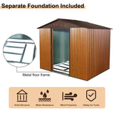 8ft x 6ft Outdoor Metal Storage Shed with Floor Base Coffee(W540S00014) - V.I.P Digital Presence