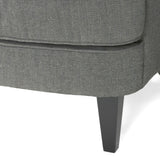 Modern grey fabric club chair and Ottoman set, stylish cushioned armchair, paired with Ottoman style - V.I.P Digital Presence