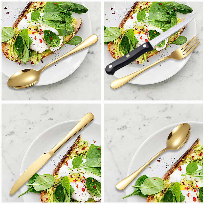 Stainless Steel Cutlery 48 Pcs Set Western Steak Knife Dinner Knife Main Dish Spoon Fork Dessert Spoon Set - V.I.P Digital Presence