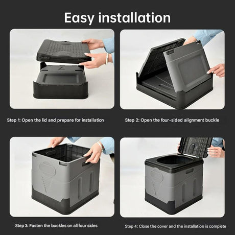 Portable folding camping toilet: adult/child use, self-contained, with lid and seat. - V.I.P Digital Presence