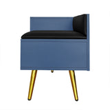Modern Shoe Storage Bench with Hidden Storage and Upholstered Cushions for Bedside, Living Room and Entryway (Navy) - V.I.P Digital Presence