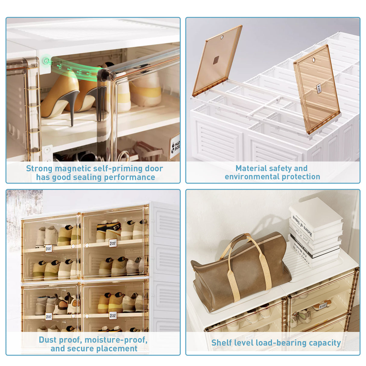 Portable Shoe cabinet Living Room,Stackable Storage Organizer Cabinet with Doors and Shelves,Shoe Box for Closet - V.I.P Digital Presence