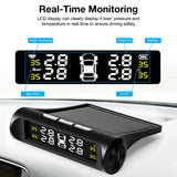 Smart Car TPMS Tire Pressure Monitoring System Solar Power Digital TMPS LCD Display USB Auto Security Alarm Tire Pressure Sensor - V.I.P Digital Presence