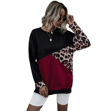 Leopard Contrast Long Sleeve Sweatshirt - V.I.P Digital Presence